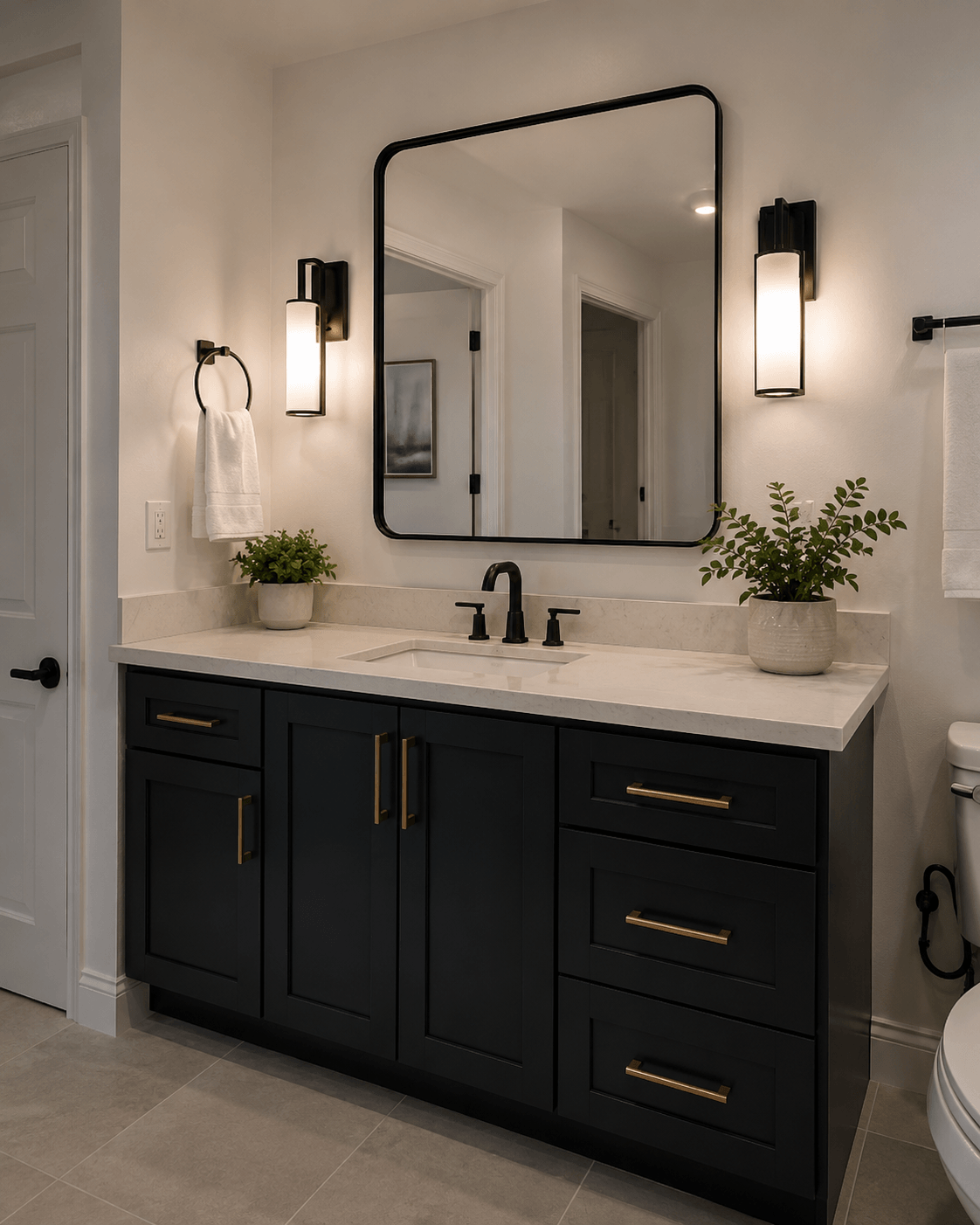 Bathroom vanity renovation with modern finishes