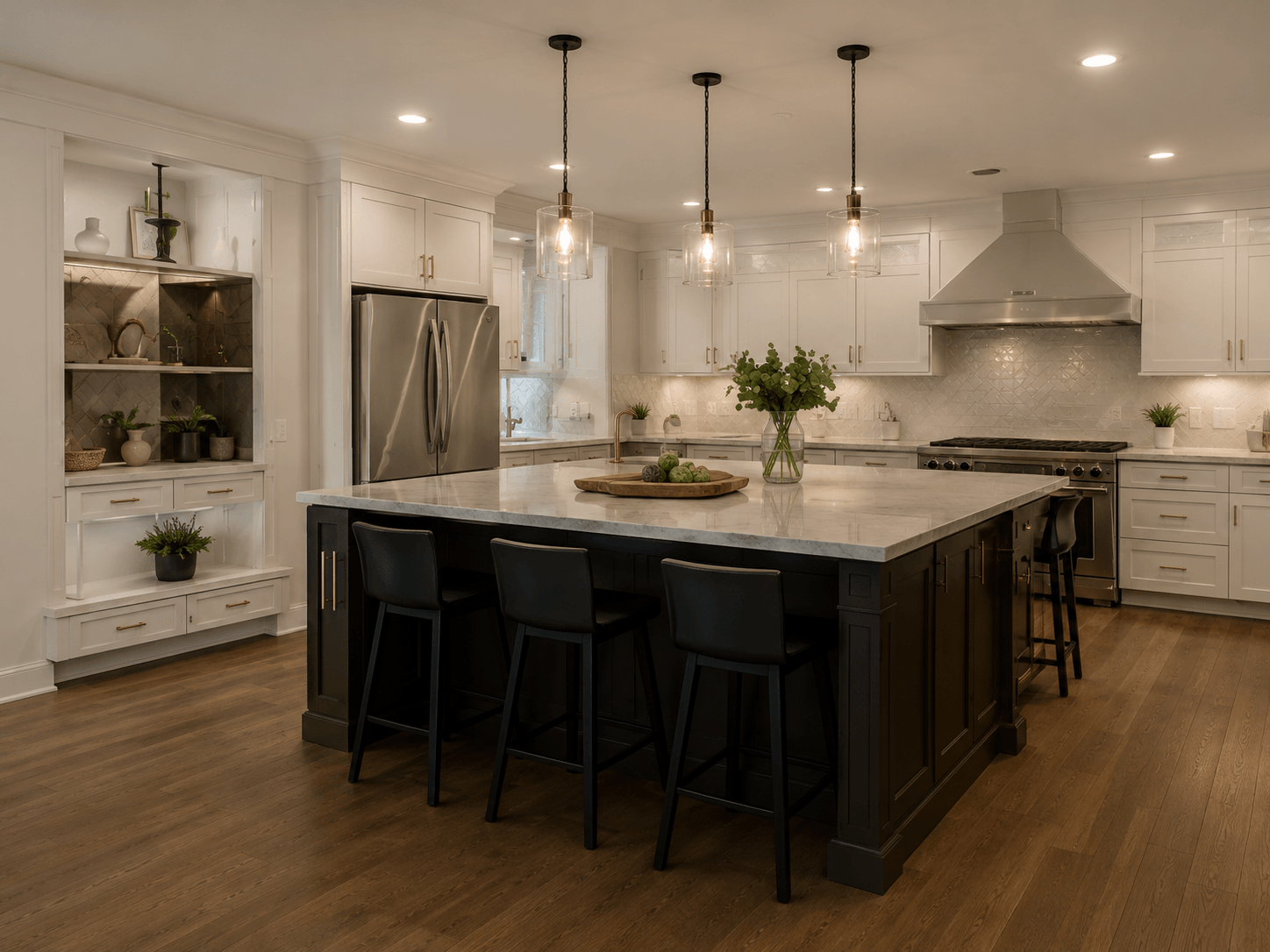Open concept full home renovation with connected kitchen and living space